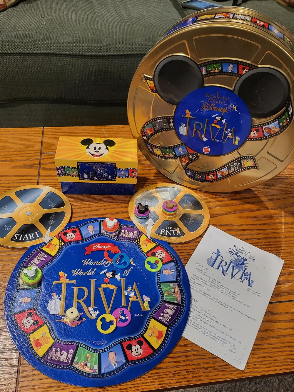 1997 Wonderful World of Disney Trivia Game – Gold Collector Film Reel Tin